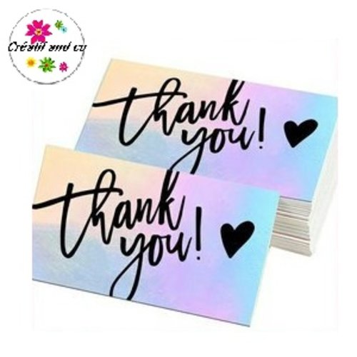 X10 carte de remerciement laser holographique arc en ciel