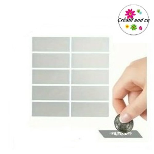 Planche de 10 billets autocollants en papier rectangulaires à gratter