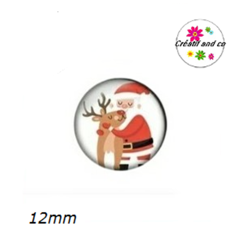 X2 cabochons père noël et son cerf 12mm