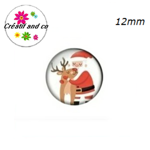 X2 cabochons père noël et son cerf 12mm