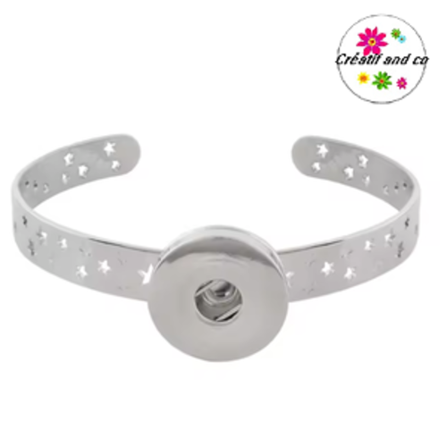 Bracelet ouvert en acier inoxydable pour bouton pression 18/20mm