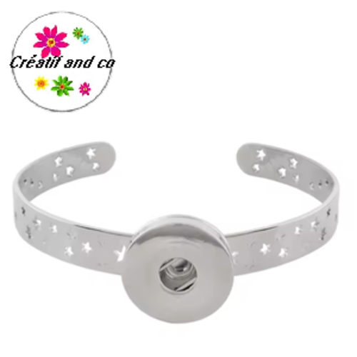 Bracelet ouvert en acier inoxydable pour bouton pression 18/20mm