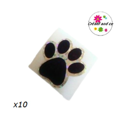 Lot de 10 étiquettes autocollantes empreinte de pattes de chien mauve