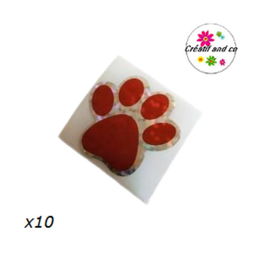 Lot de 10 étiquettes autocollantes empreinte de pattes de chien fuschia