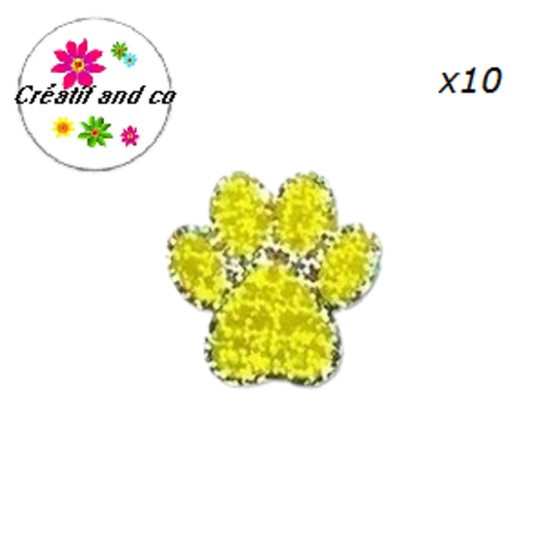 Lot de 10 étiquettes autocollantes empreinte de pattes de chien jaune