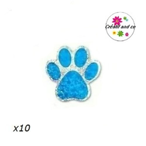 Lot de 10 étiquettes autocollantes empreinte de pattes de chien bleu