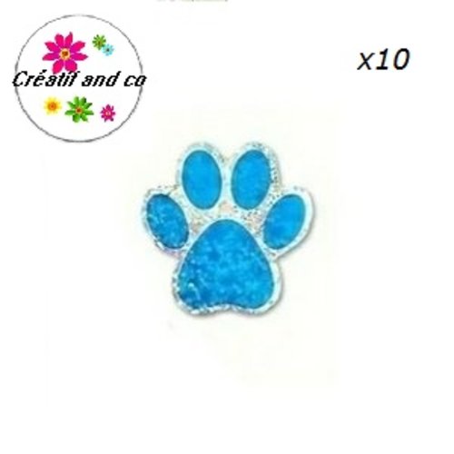 Lot de 10 étiquettes autocollantes empreinte de pattes de chien bleu