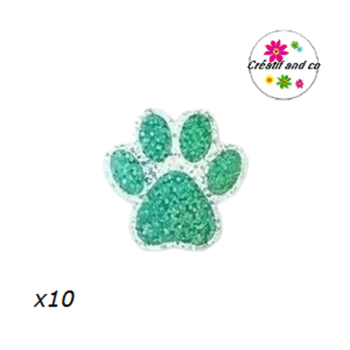 Lot de 10 étiquettes autocollantes empreinte de pattes de chien vert