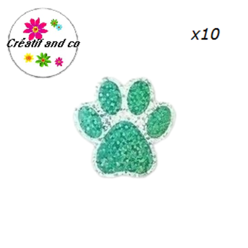 Lot de 10 étiquettes autocollantes empreinte de pattes de chien vert