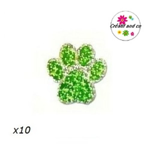 Lot de 10 étiquettes autocollantes empreinte de pattes de chien vert clair