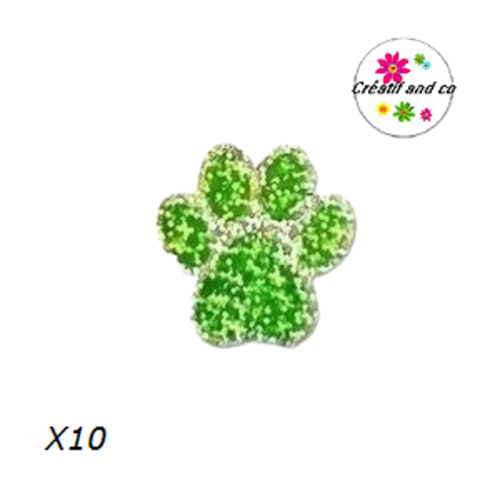 Lot de 10 étiquettes autocollantes empreinte de pattes de chien vert clair