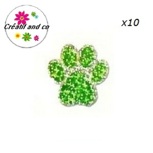 Lot de 10 étiquettes autocollantes empreinte de pattes de chien vert clair