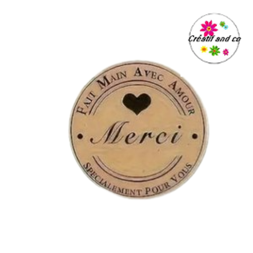 Lot de 10 étiquettes autocollantes merci "fait main avec amour"
