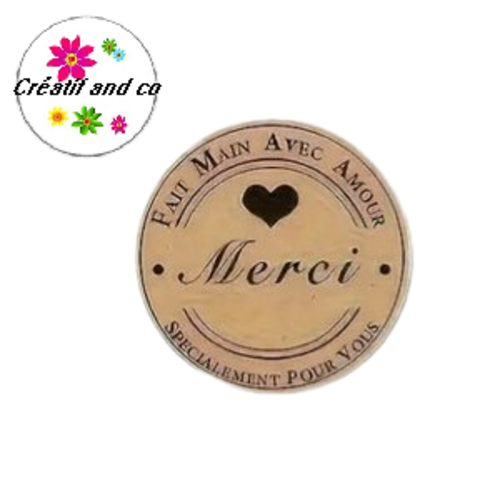Lot de 10 étiquettes autocollantes merci "fait main avec amour"
