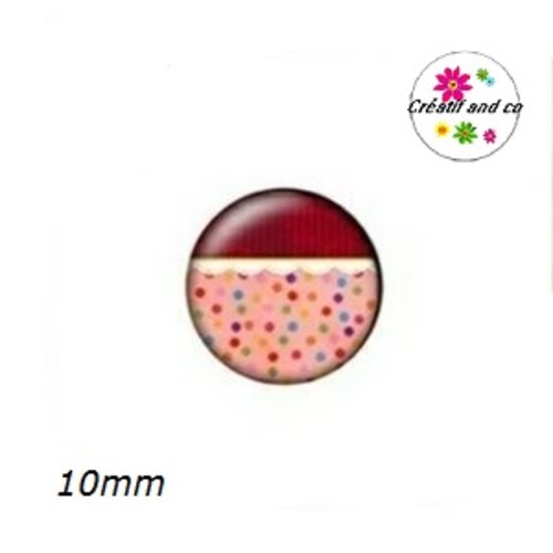 X2 cabochons à motif 10mm