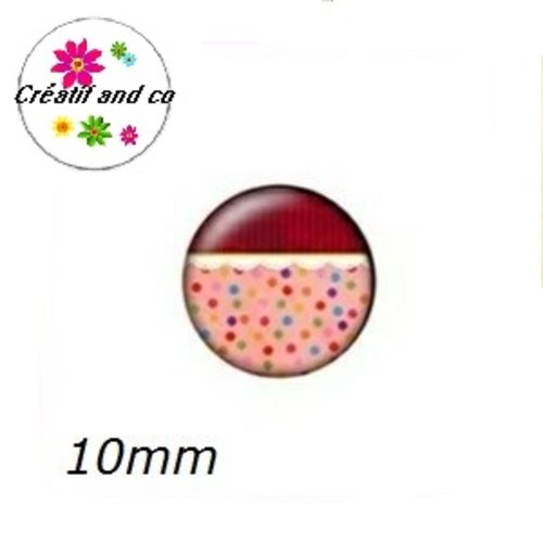 X2 cabochons à motif 10mm