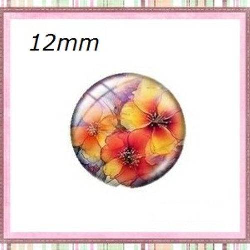 X2 cabochons fleuris 12mm