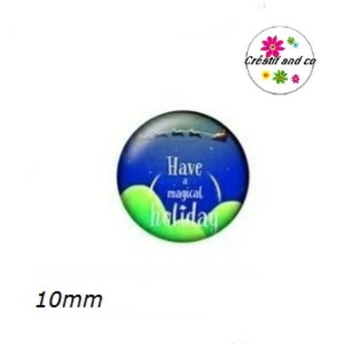 X2 cabochons merry christmas 10mm