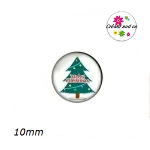 X2 cabochons sapin de noël 10mm