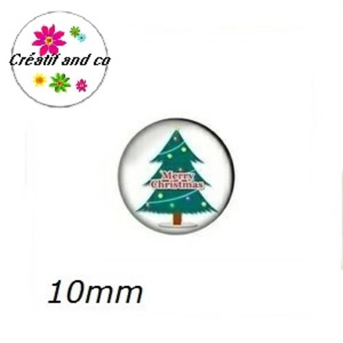 X2 cabochons sapin de noël 10mm