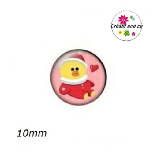 X2 cabochons poussin de noël 10mm