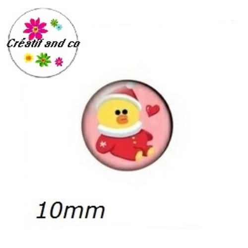 X2 cabochons poussin de noël 10mm
