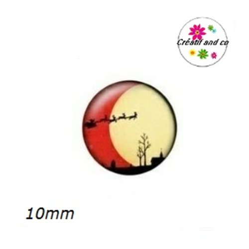 X2 cabochons traîneau de noël 10mm