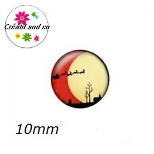 X2 cabochons traîneau de noël 10mm