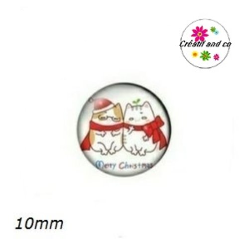 X2 cabochons duo de chat de noël 10mm