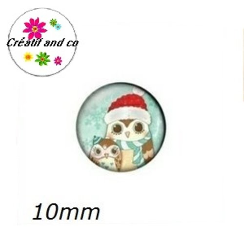 X2 cabochons duo de hiboux de noël 10mm