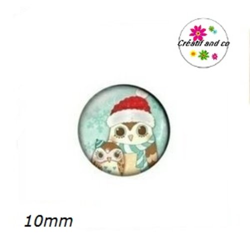 X2 cabochons duo de hiboux de noël 10mm