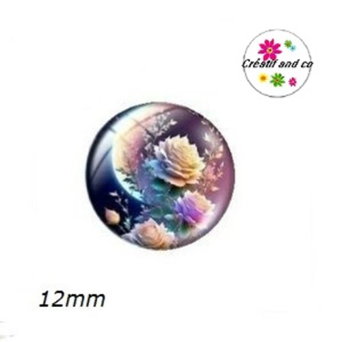 X2 cabochons fleur 12mm