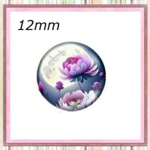 X2 cabochons fleur 12mm