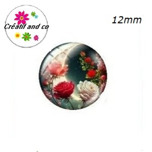 X2 cabochons fleur 12mm