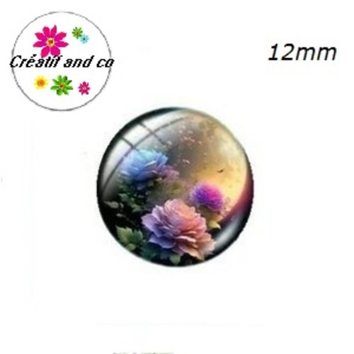 X2 cabochons fleur 12mm