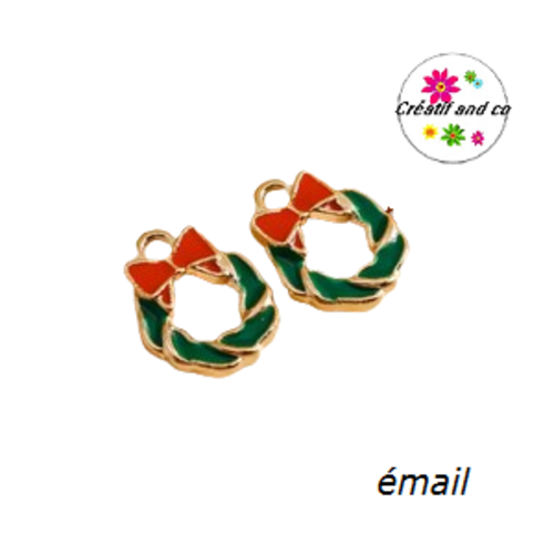 Breloque couronne noël émail