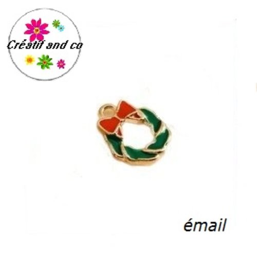 Breloque couronne noël émail