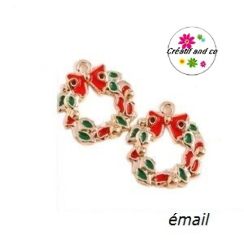 Breloque couronne noël émail