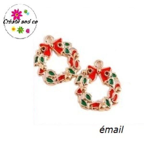 Breloque couronne noël émail