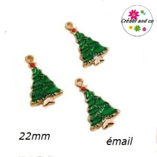 Breloque sapin de noël émail 22mm