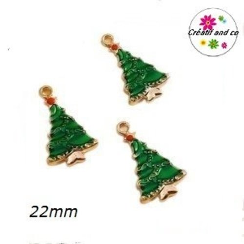 Breloque sapin de noël émail 22mm