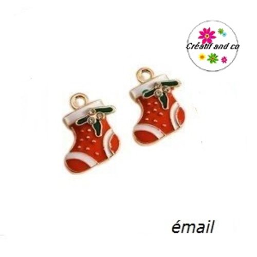 Breloque chaussette de noël émail