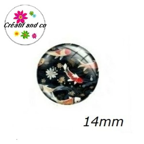 X2 cabochons motif japonais 14mm