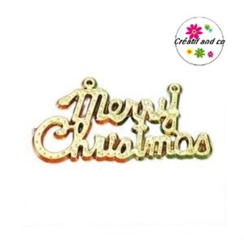 Breloque merry christmas dorée acrylique 36mm