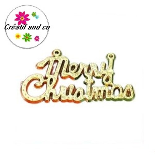Breloque merry christmas dorée acrylique 36mm