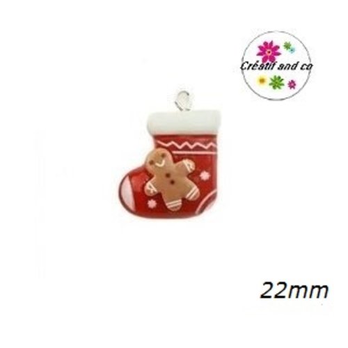 Breloque chaussette de noël et son bonhomme pain d'épice