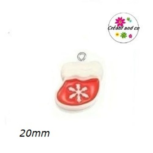 Breloque chaussette de noël vernis 20mm