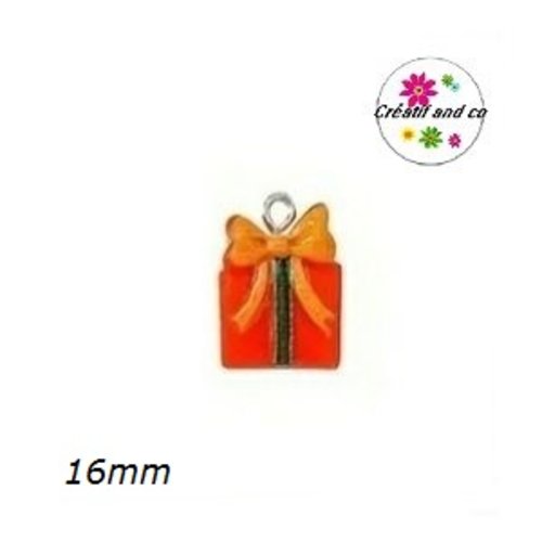 Breloque cadeau de noël vernis 16mm