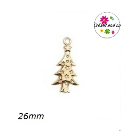 Breloque sapin de noël métal doré