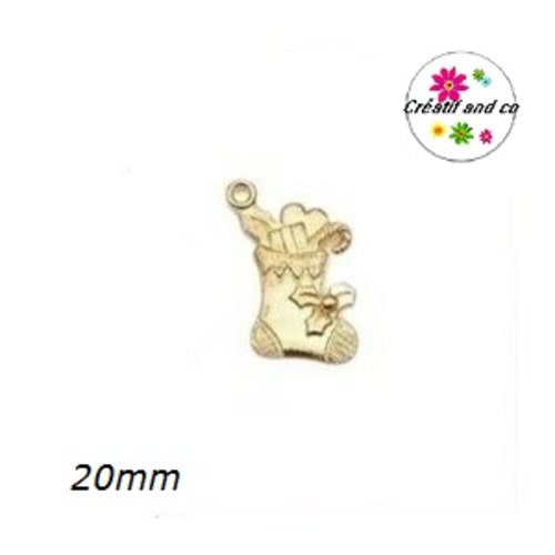 Breloque botte de noël métal doré